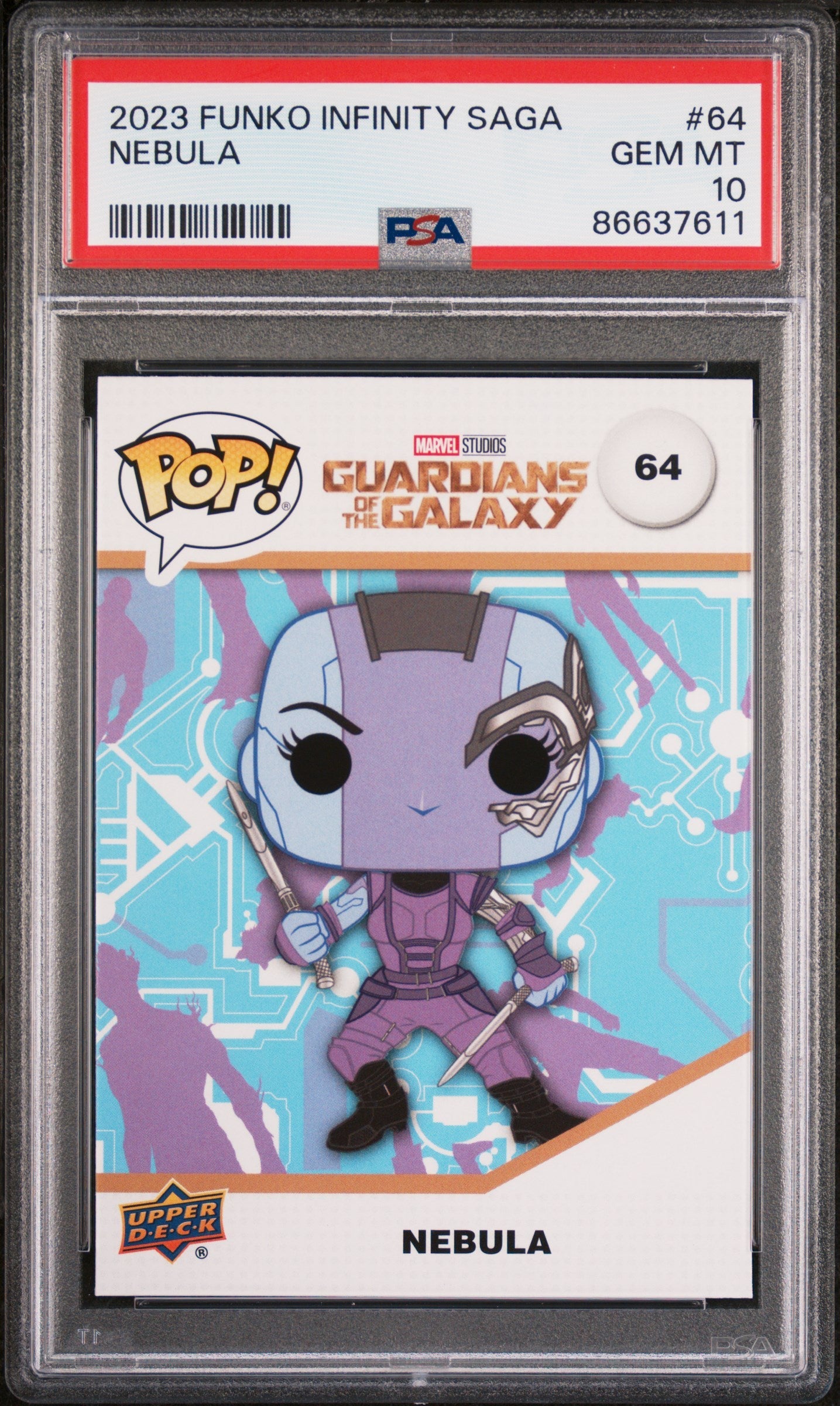 2023 UPPER DECK FUNKO POP MARVEL  NEBULA  #64  PSA 10