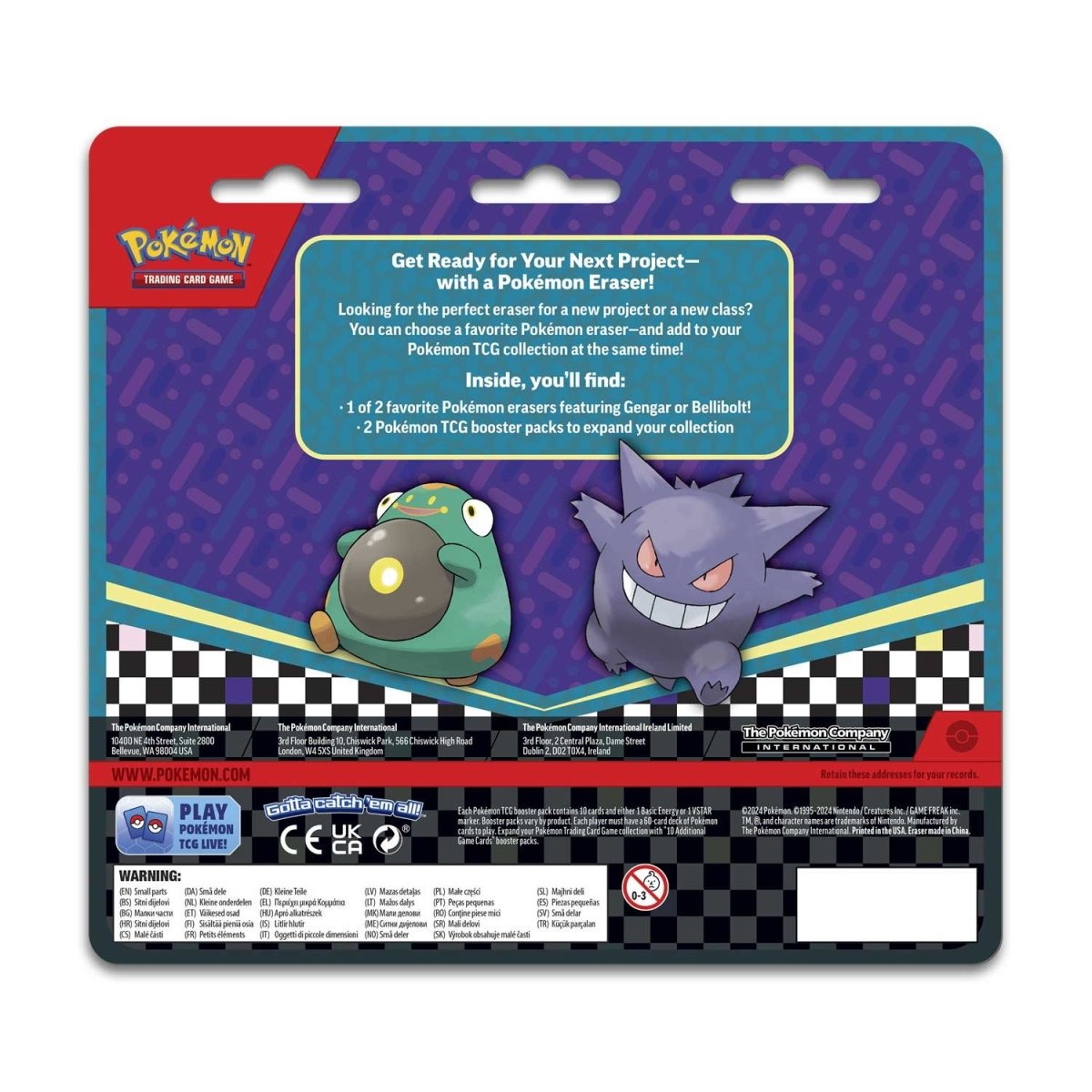 2 paquetes de refuerzo y borrador de Gengar