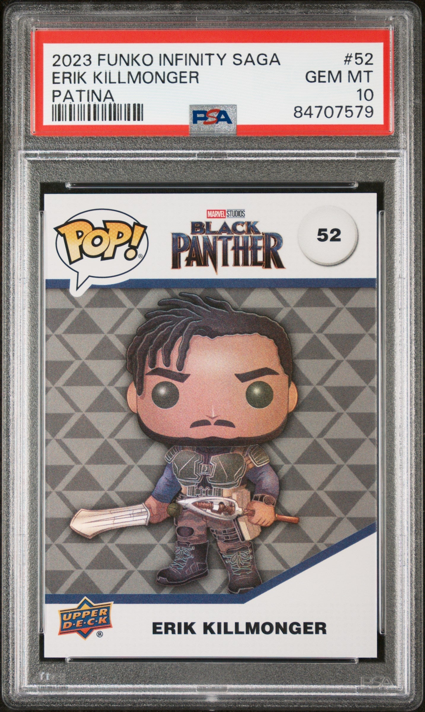 2023 UPPER DECK FUNKO POP MARVEL  ERIK KILLMONGER PATINA #52  PSA 10