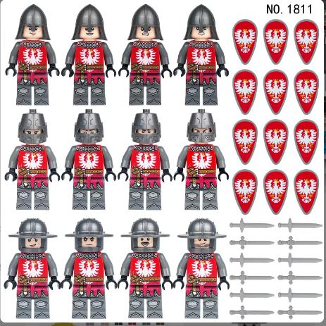 12-Piece Medieval Red Soldier Army Set