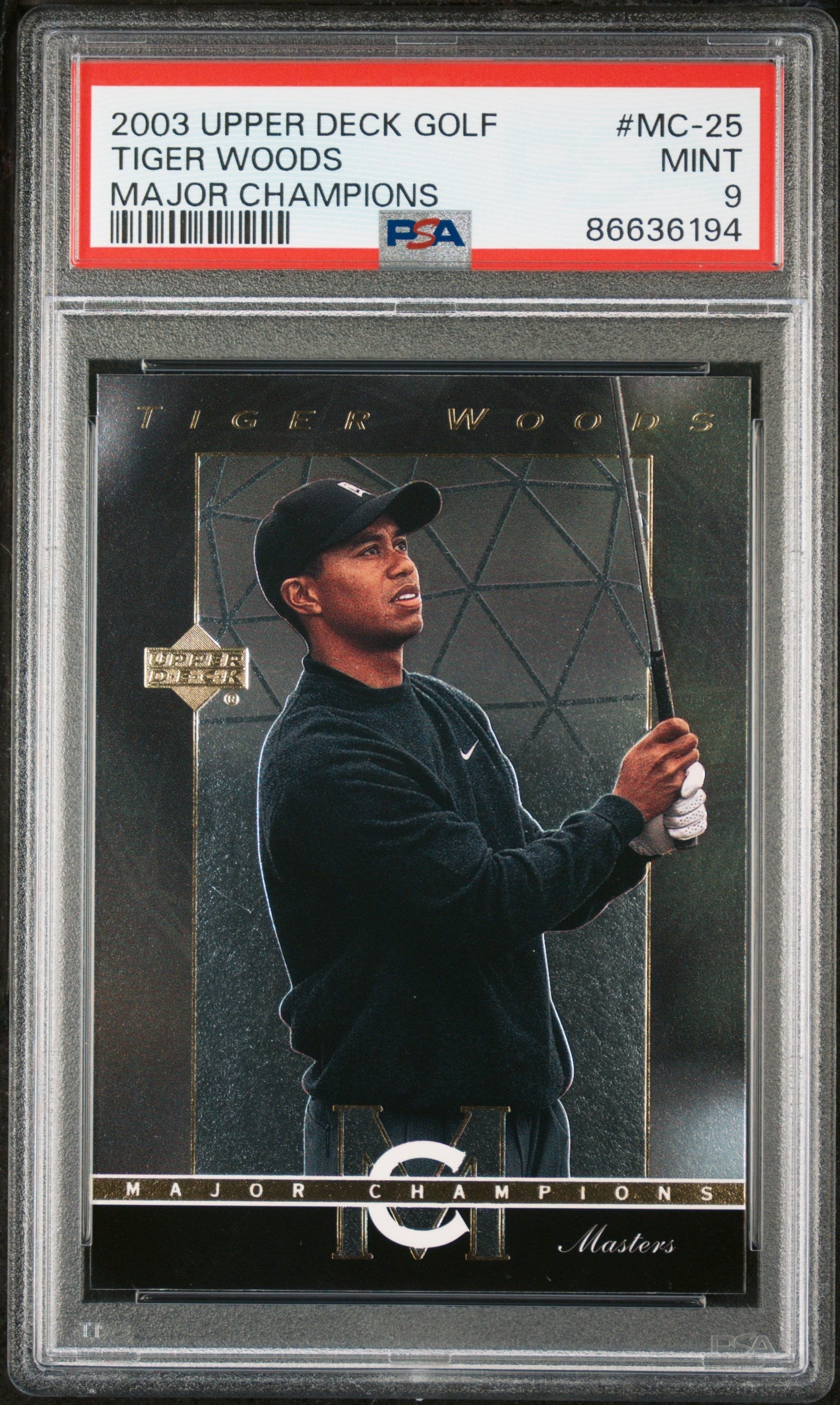 2003 UPPER DECK MAJOR CHAMPIONS TIGER WOODS #MC-25 - PSA 9