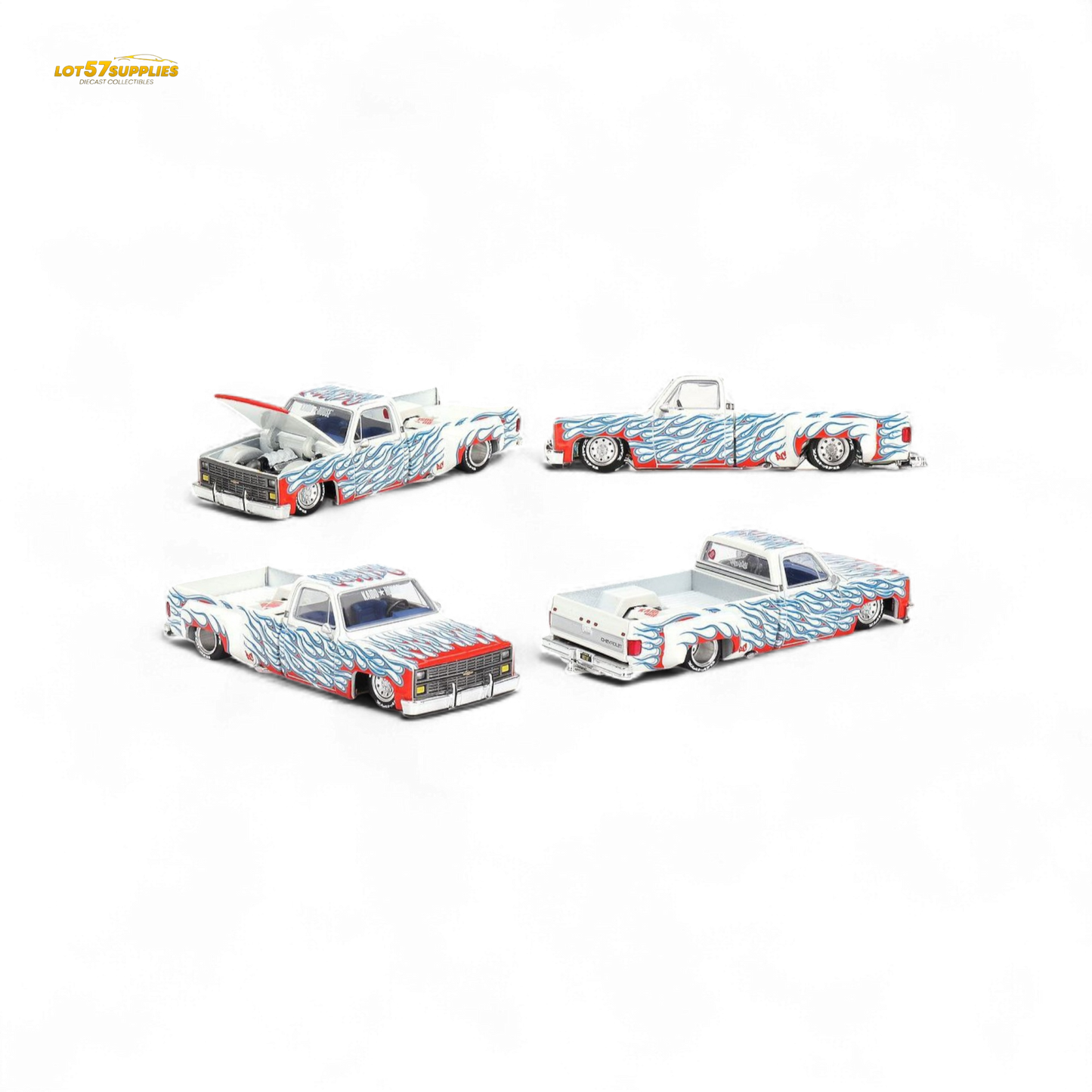 Mini GT x Kaido House Chevrolet Silverado Dually On Fire V2 1:64