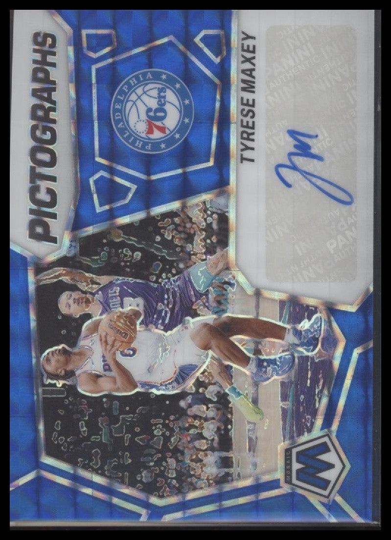 Tyrese Maxey 2023-24 Panini Mosaic Pictographs Mosaic Blue #/49