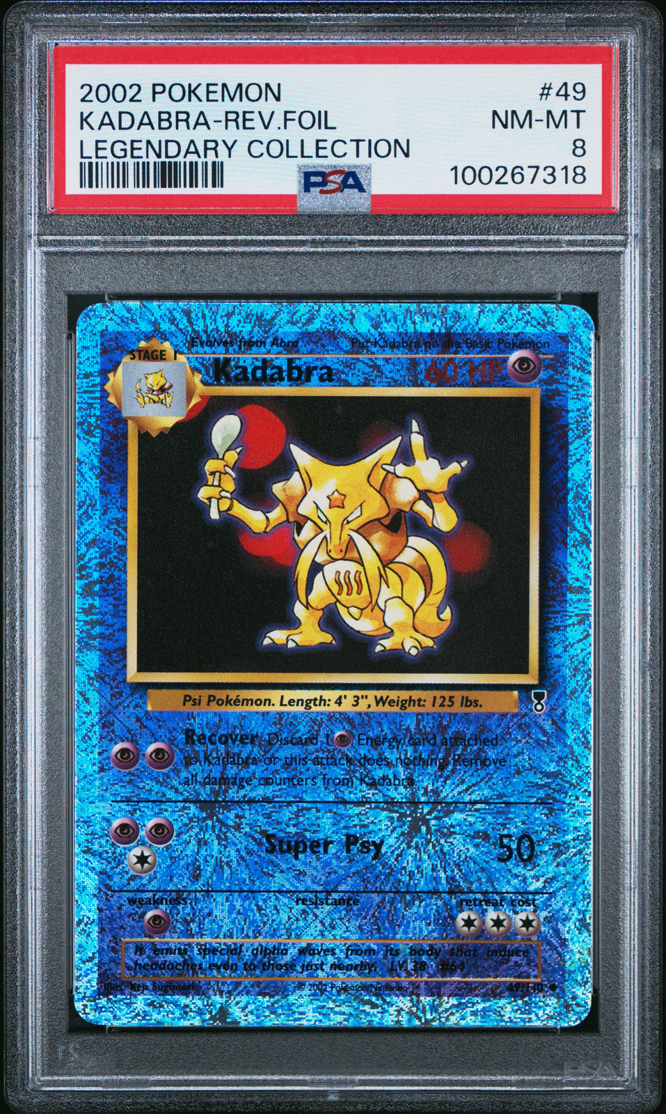 Kadabra-Rev.Foil 2002 Pokemon Legendary Collection #49 PSA 8