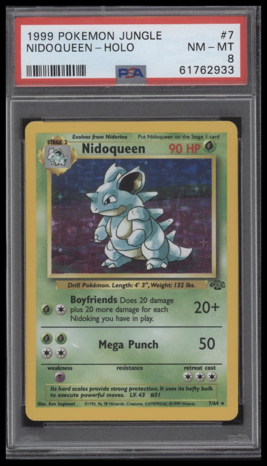 Nidoqueen-Holo 1999 Pokemon Jungle #7 PSA 8