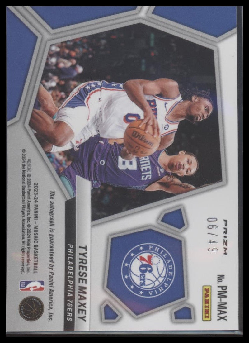 Tyrese Maxey 2023-24 Panini Mosaic Pictographs Mosaic Blue #/49