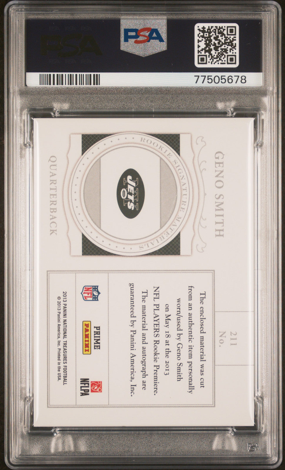 2013 Panini National Treasures #211 Geno Smith Autograph Mat-Black PSA 9