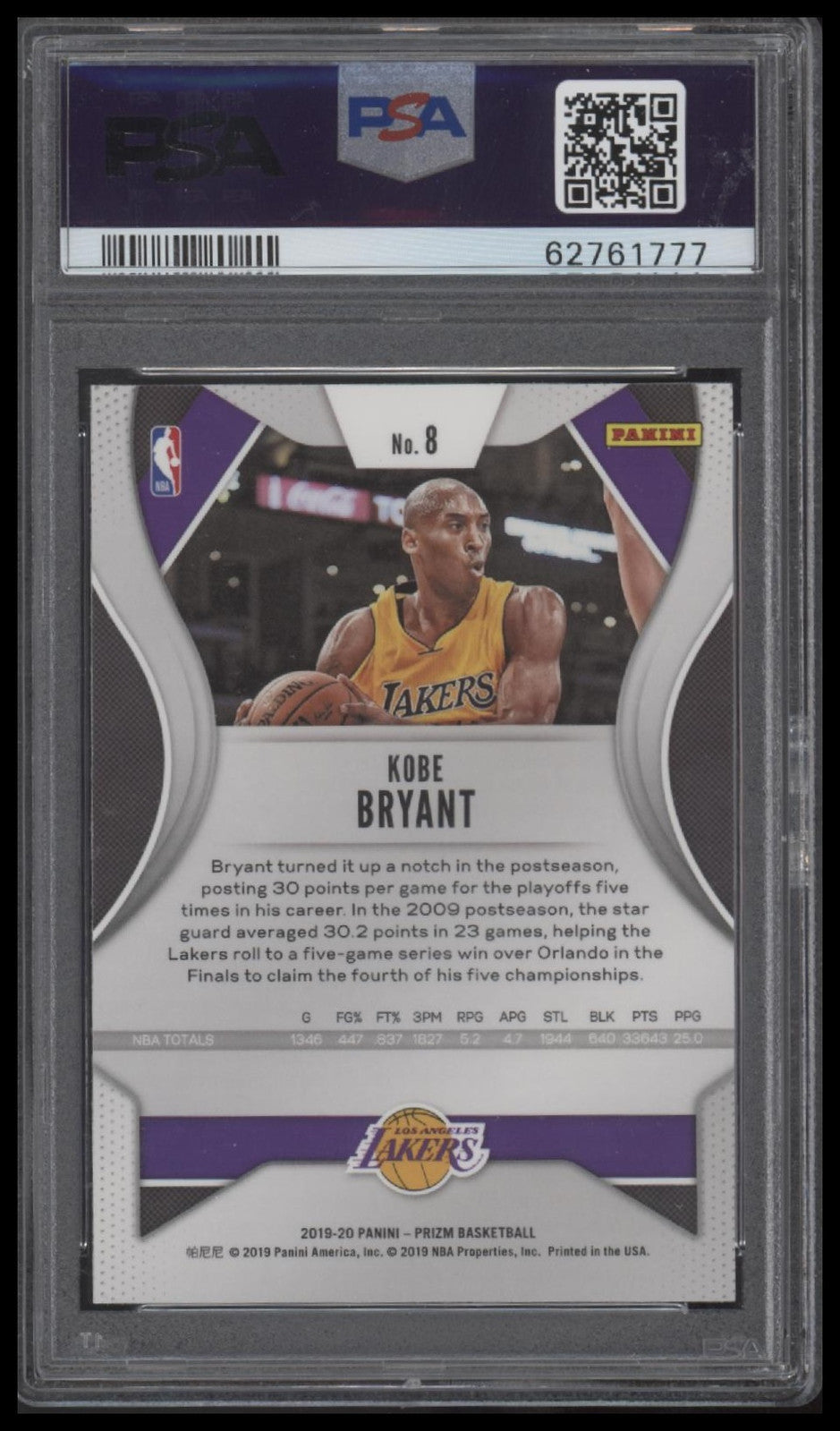 2019 Panini Prizm #8 Kobe Bryant PSA 10