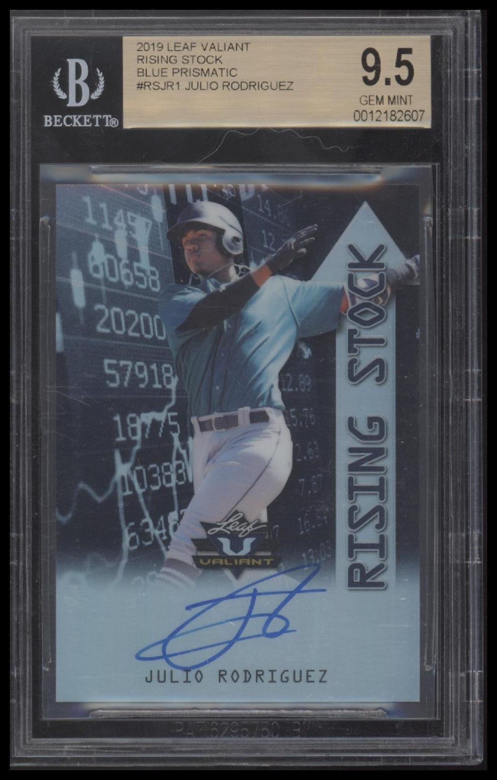 2019 Leaf Valiant Rising Stock Blue Prismatic #RSJR1 Julio Rodriguez BGS 9.5