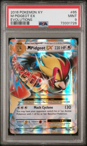 Evoluciones de Pokémon Xy 2016 n.° 65 Evoluciones de M Pidgeot Ex PSA 9
