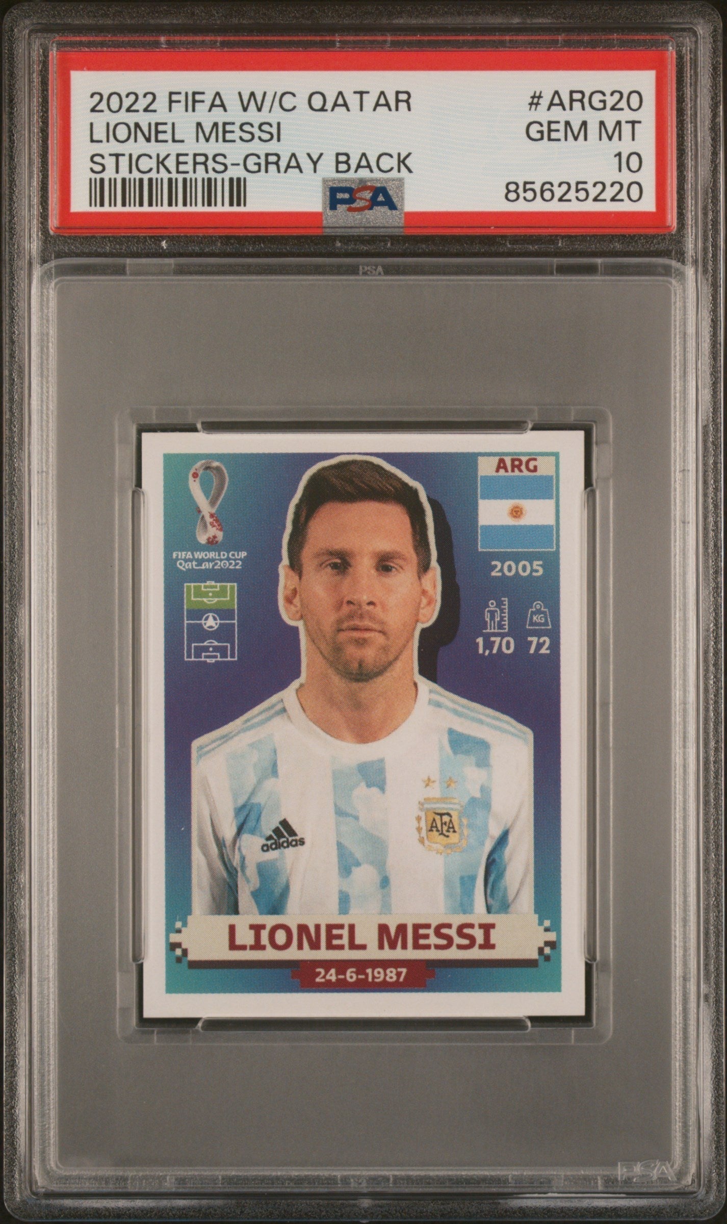 Graded 2022 Panini World Cup Qatar Lionel Messi #ARG20 Gray Back Socce –  Orb Sports Cards & Collectibles