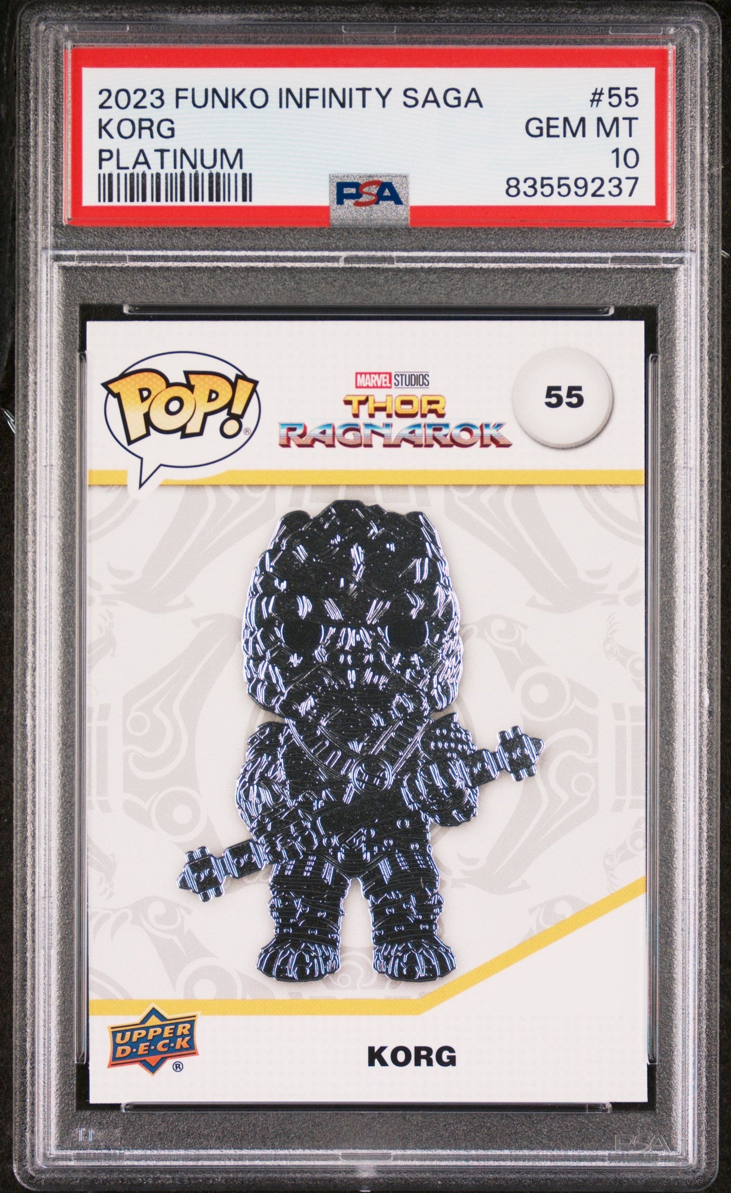 2023 UPPER DECK FUNKO POP MARVEL  KORG PLATINUM #55  PSA 10