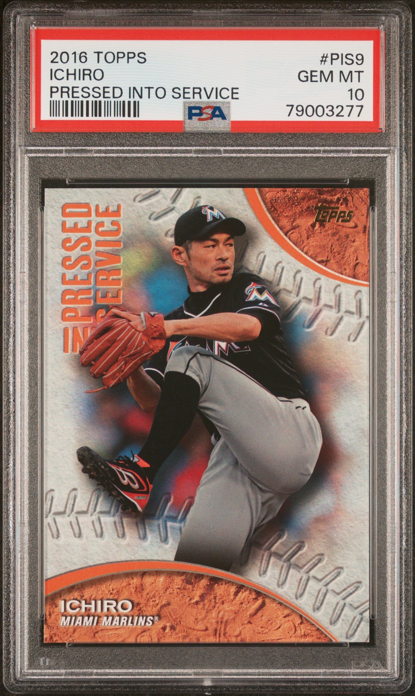 2016 TOPPS PRESSED INTO SERVICE ICHIRO #PIS9 - PSA 10