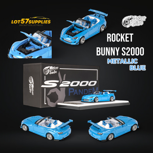 (Pre-Order) Microturbo Honda S2000 Custom Rocket Bunny Metallic Blue 1:64