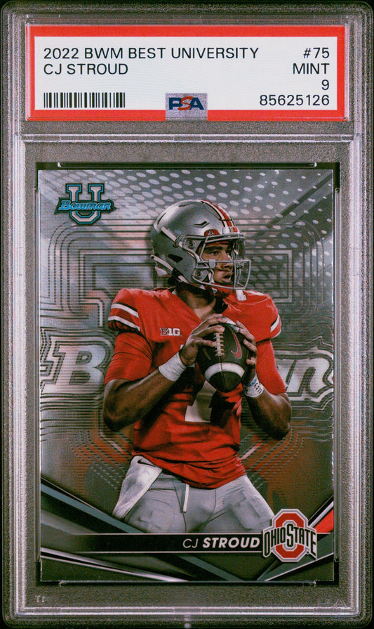 Graded 2022 Topps Bowman Best University CJ Stroud #75 Rookie RC Football Card PSA 9 Mint