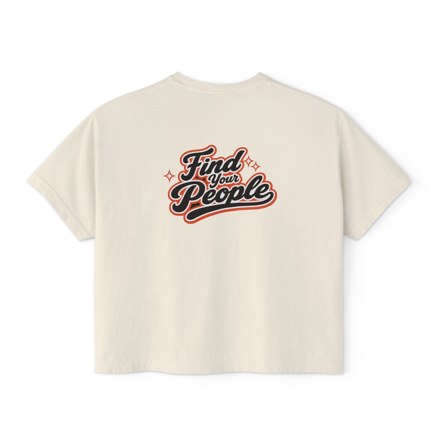 Find Your People Boxy Tee — Women's Casual Retro Script T-Shirt