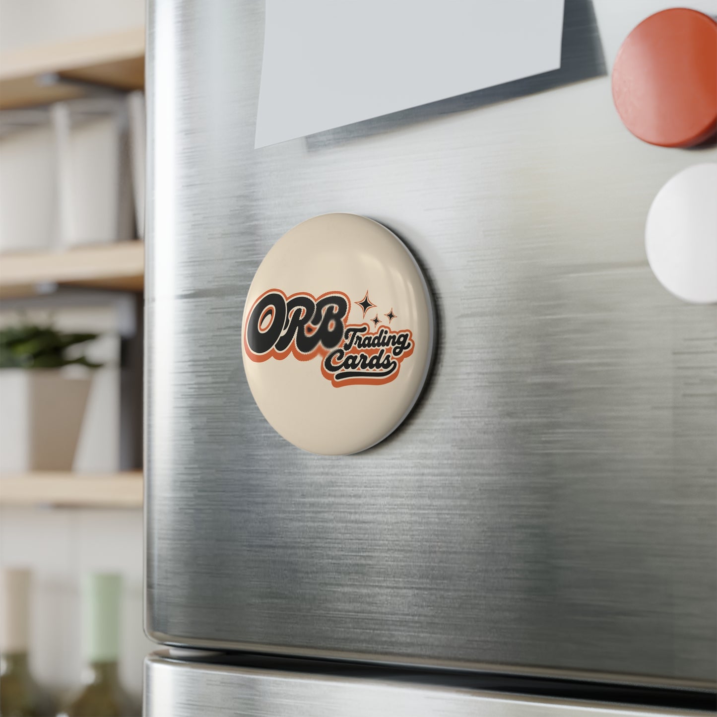 Round Button Magnet — Retro "ORB Trading Cards" Logo