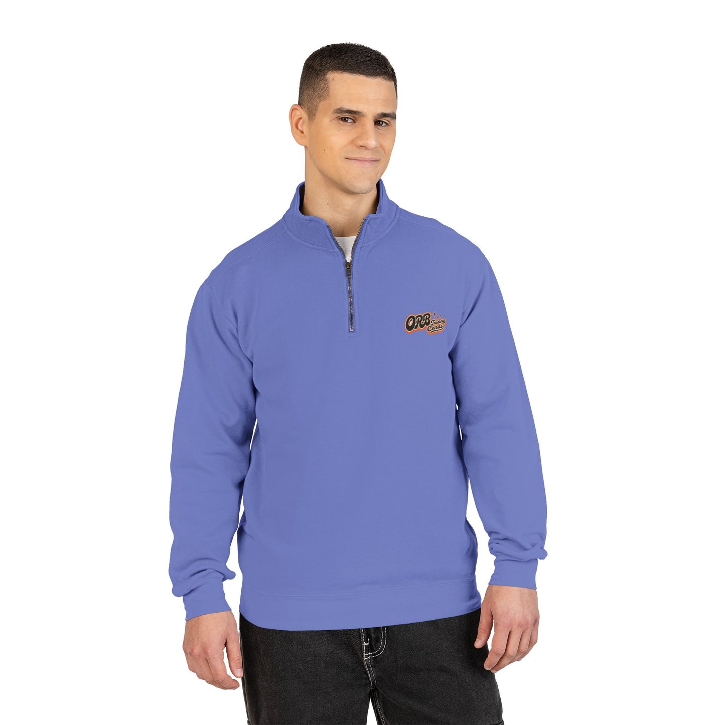 Quarter-Zip Sweatshirt — Retro 'OFB' Chest Logo, Casual Lightweight Pullover