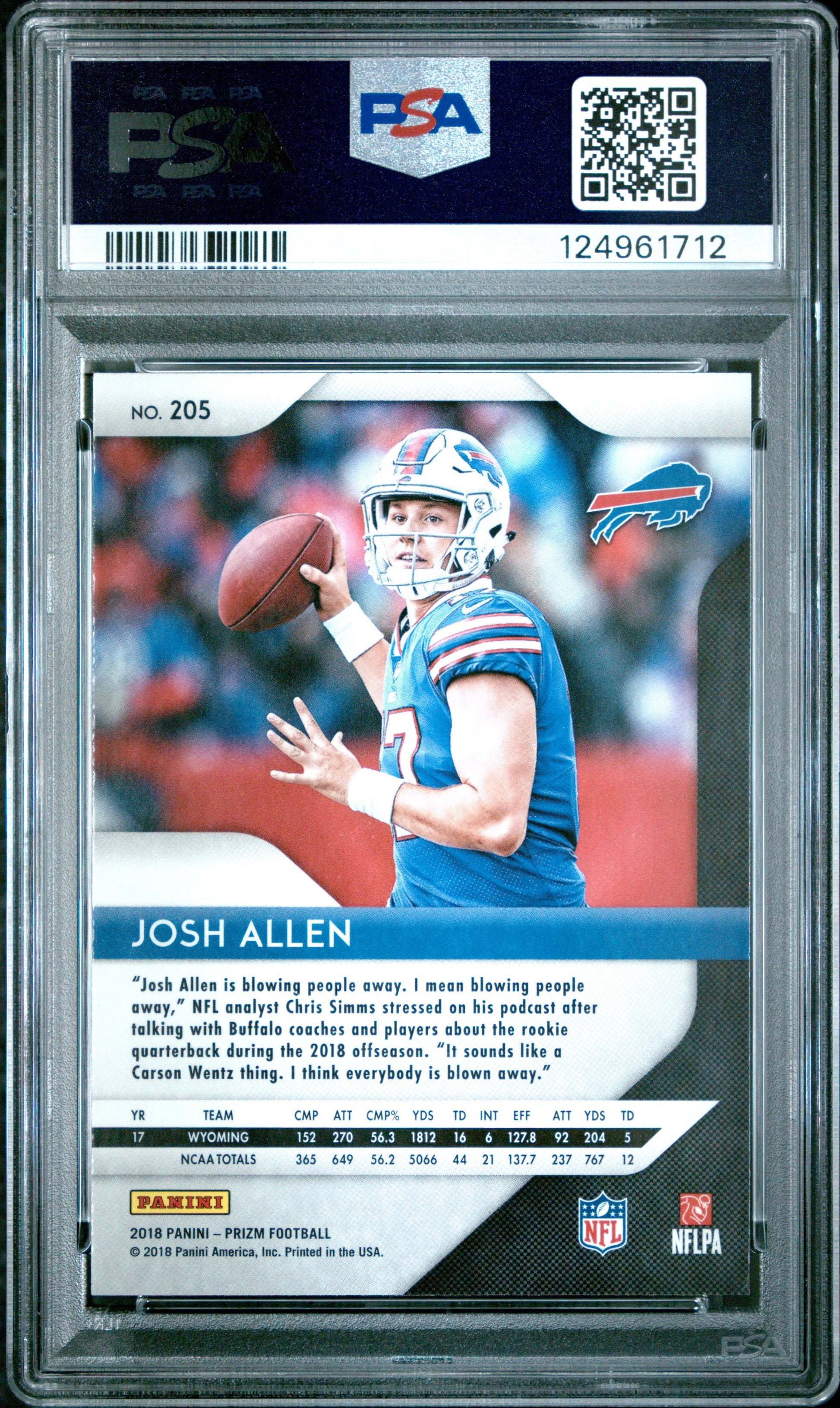 Graded 2018 Panini Prizm Josh Allen #205 Rookie RC Football Card PSA 1 Orb Sports Cards & Collectibles Graded 2018 Panini Prizm Josh Allen #205 Rookie RC Football Card PSA 1 Orb Sports Cards & Collectibles
