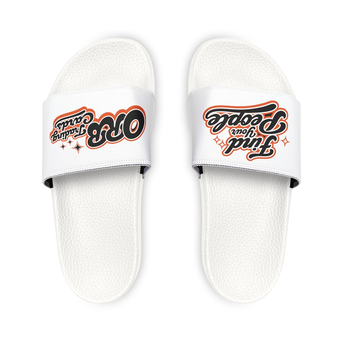 Slide Sandals — "Find Your People" Removable-Strap White Slides