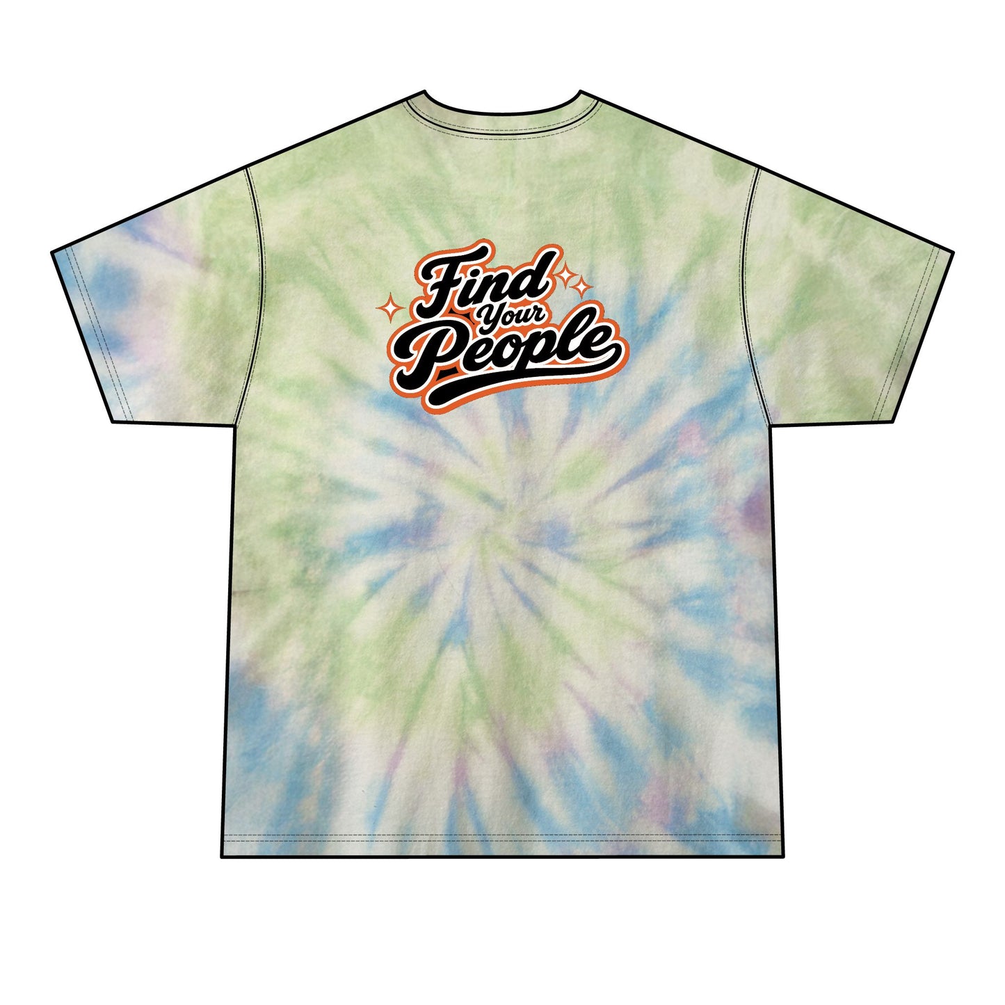 Tie-Dye T-Shirt — "Find Your People" Graphic Tee (ORB Trading Cards Logo)