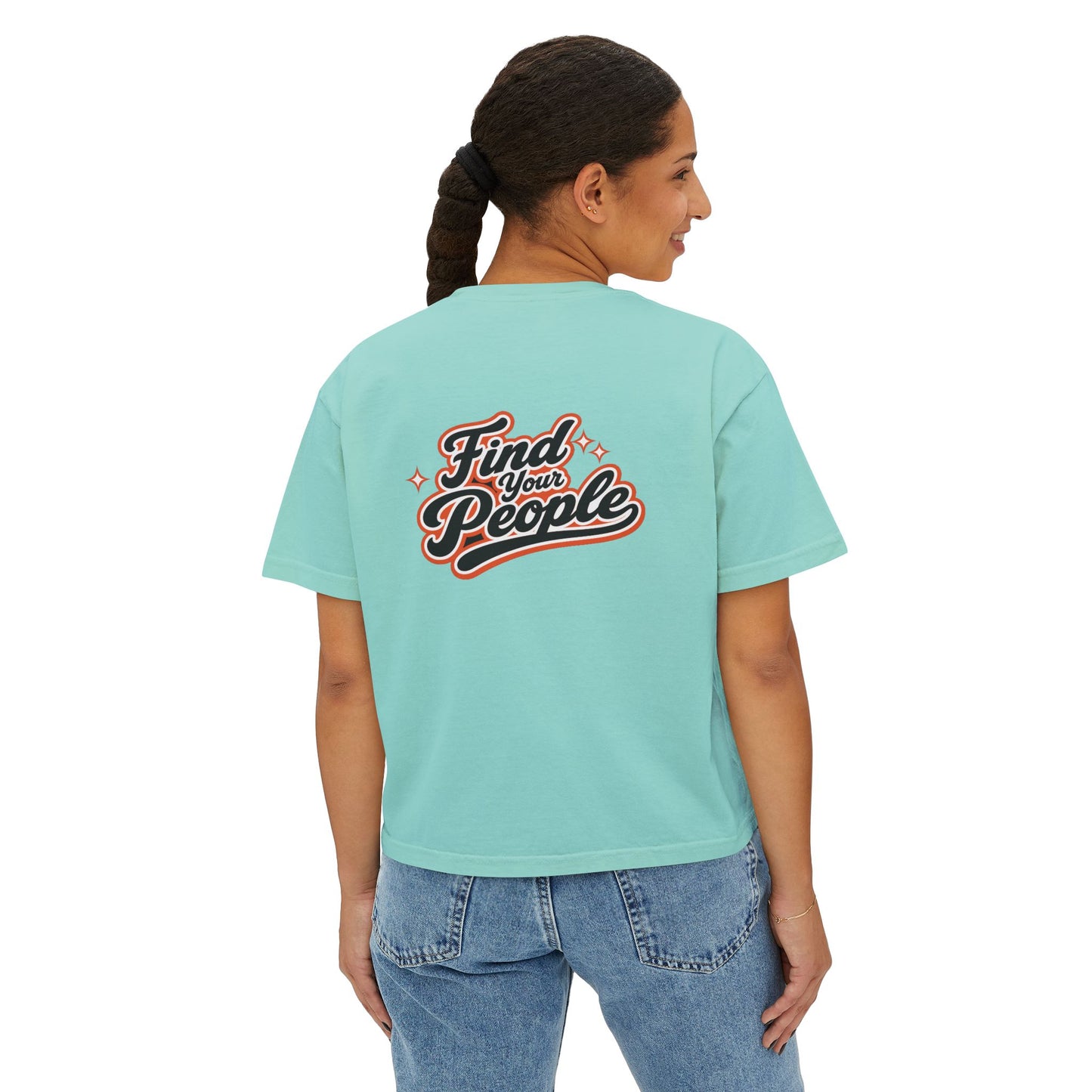 Find Your People Boxy Tee — Women's Casual Retro Script T-Shirt