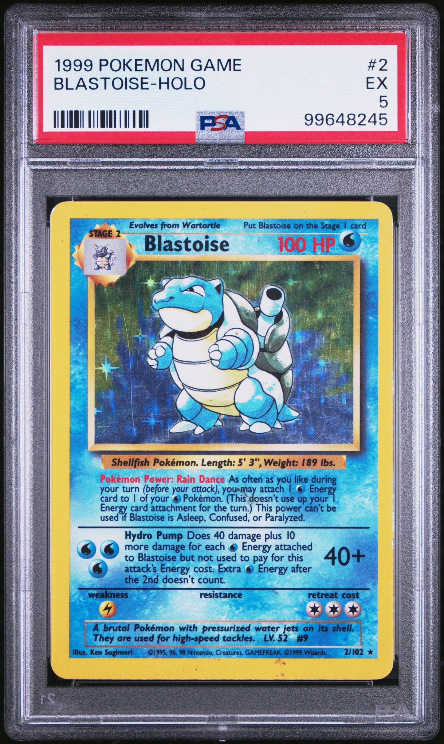 1999 Pokemon Game #2 Blastoise-Holo PSA 5