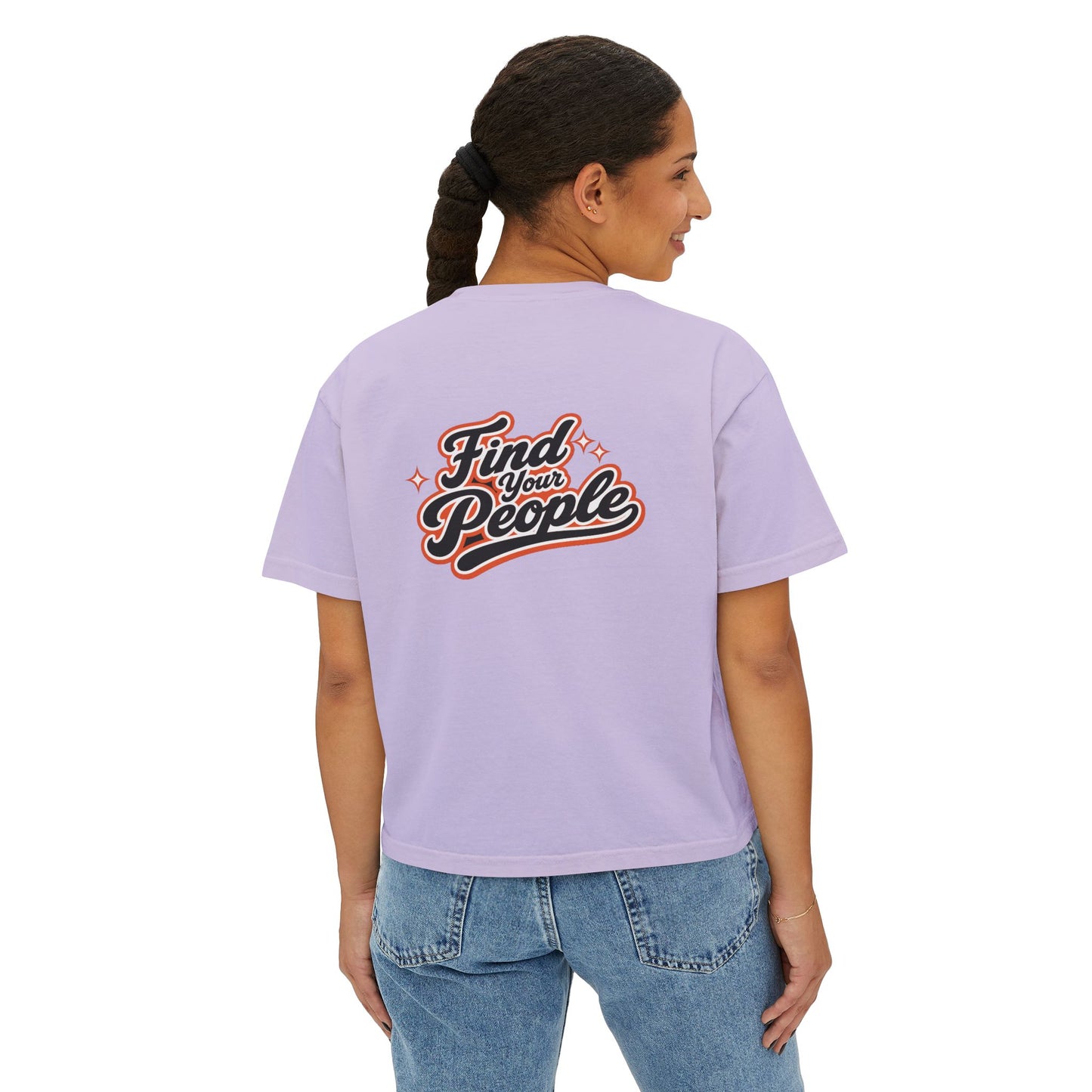 Find Your People Boxy Tee — Women's Casual Retro Script T-Shirt