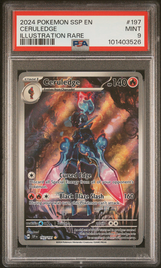 2024 Pokemon Ssp En-Surging Sparks #197 Ceruledge Illustration Rare PSA 9