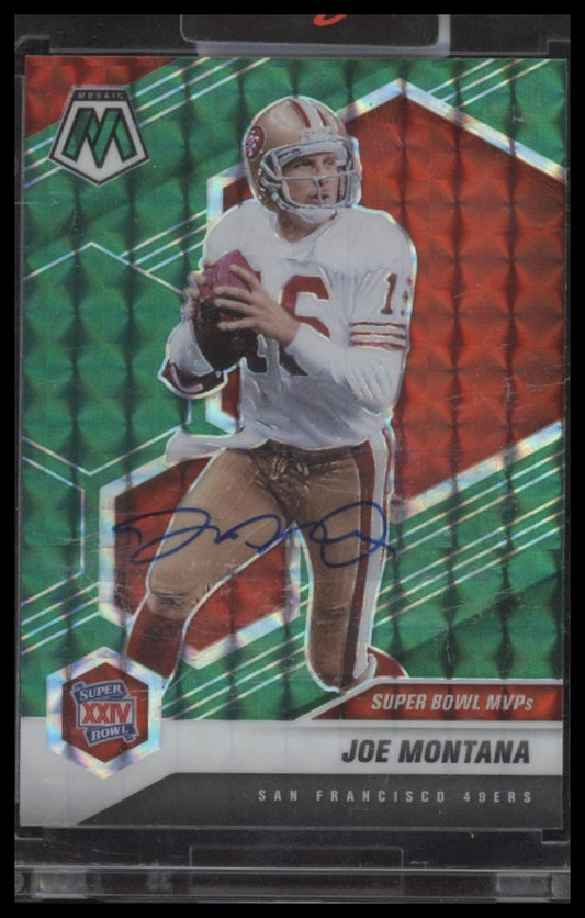 2021 Panini Mosaic #293 Joe Montana Prizm Green - Certified Auto