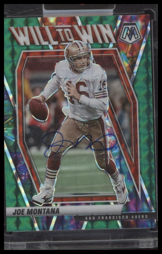 2021 Panini Mosaic Joe Montana Will to Win Mosaic Green - Certified Auto