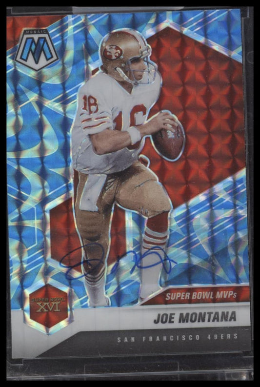 2021 Panini Mosaic #291 Joe Montana Prizm Blue - Certified Auto