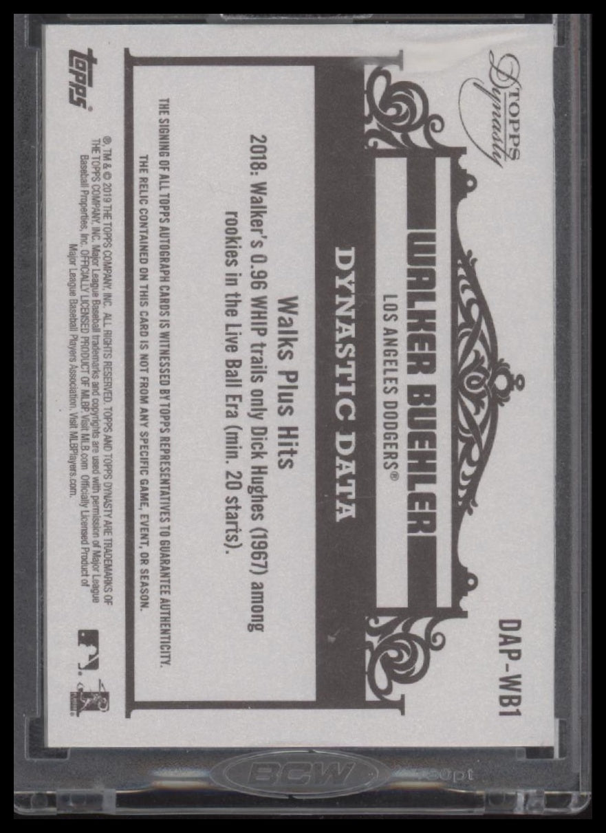 2019 Topps Dynasty - Autographed Patches #DAP-WB Walker Buehler #/10