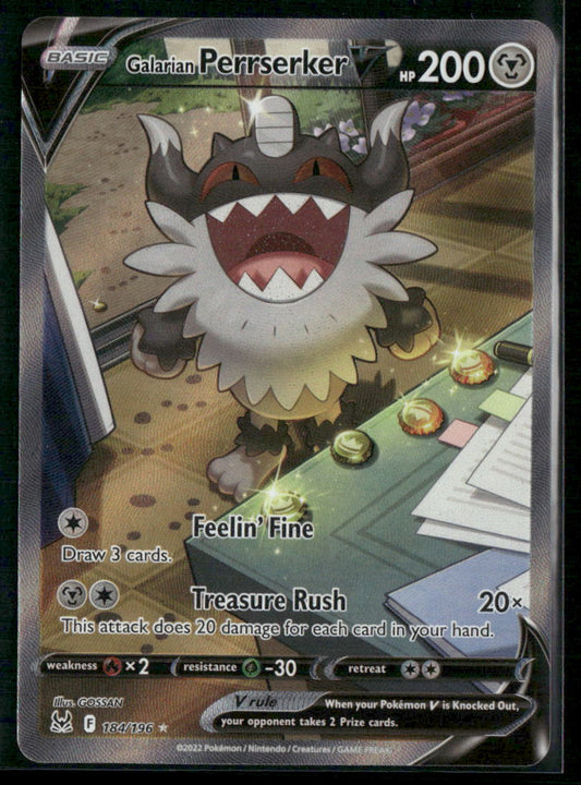 Pokemon Lost Origin #184/196 Galarian Perrserker V (Alternate Full Art)