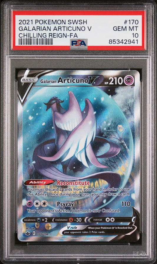 2021 Pokemon Chilling Reign #170 Galarian Articuno V - Fa PSA 10
