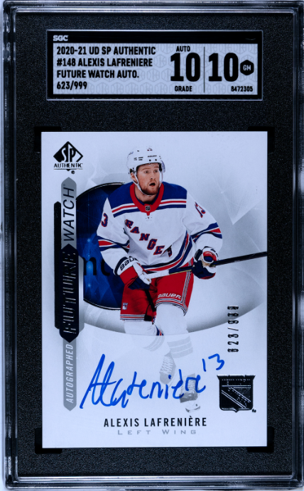 2020-21 Upper Deck SP Authentic #148 Alexis Lafreniere Future Watch Auto. SGC 10