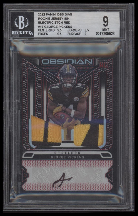 2022 Panini Obsidian Rookie Jersey Ink Electric Etch Red George Pickens BGS 9.0
