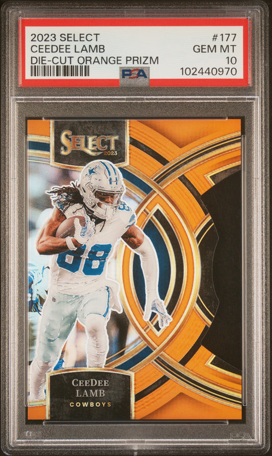2023 Panini Select #177 Ceedee Lamb Die-Cut Orange Prizm PSA 10