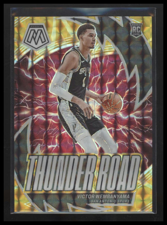 Victor Wembanyama 2023-24 Mosaic #8 Thunder Road Mosaic Reactive Yellow #/99