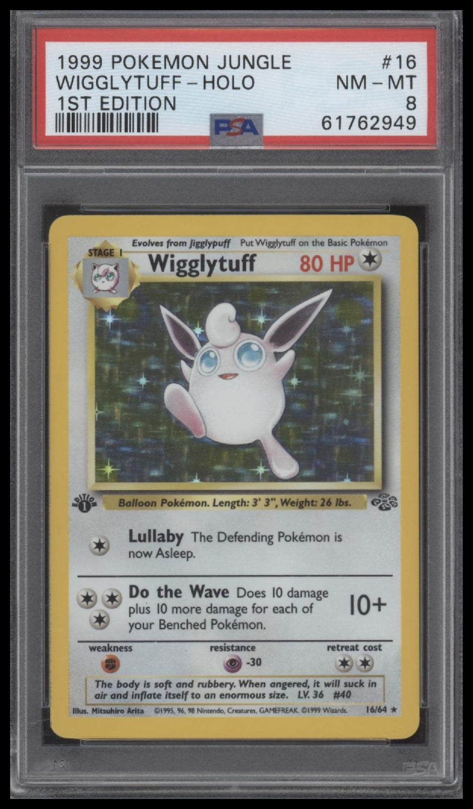Wigglytuff-Holo 1999 Pokemon Jungle #16 1st Edition PSA 8