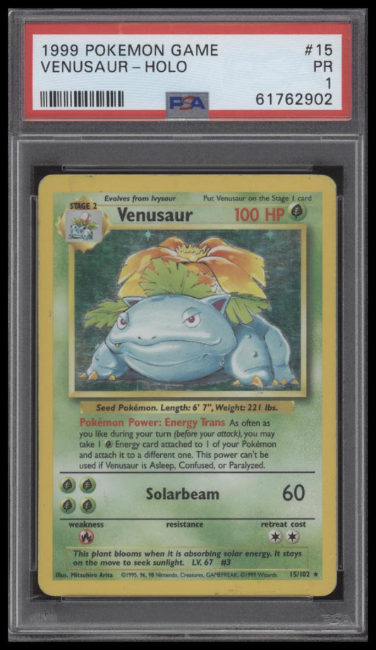 Venusaur-Holo 1999 Pokemon Game #15 PSA 1