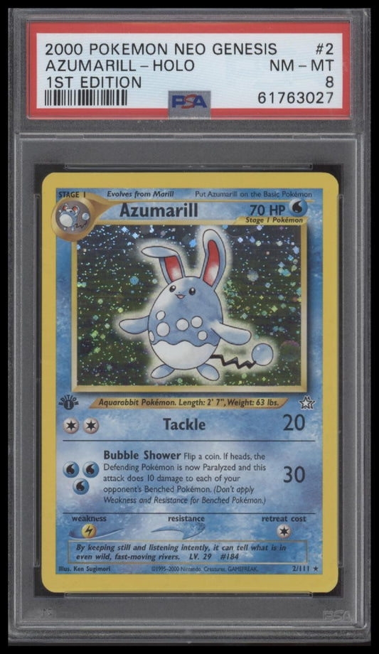 Azumarill-Holo 2000 Pokemon Neo Genesis 1st Edition #2 1st Edition PSA 8