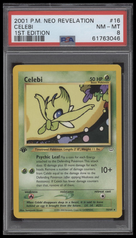 Celebi 2001 Pokemon Neo Revelation 1st Edition #16 1st Edition PSA 8