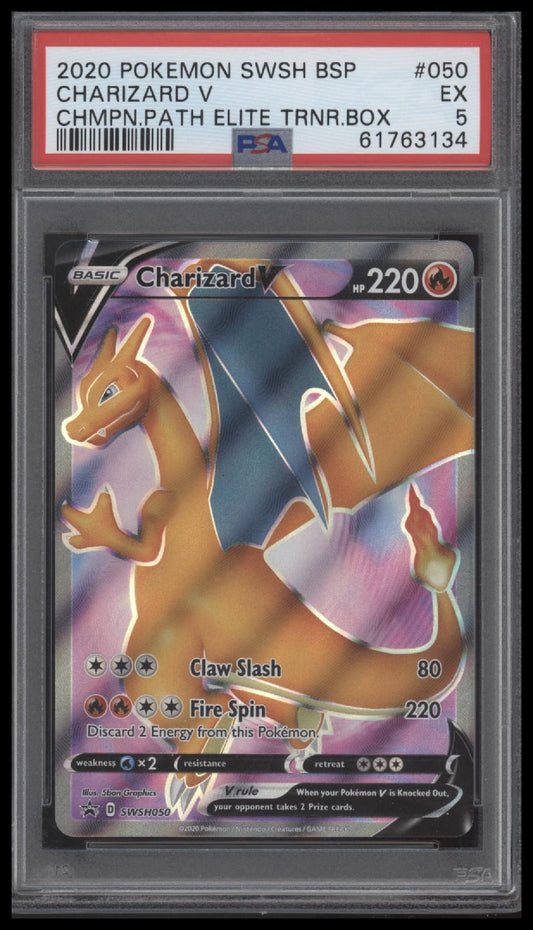 Charizard V 2020 Pokemon Black Star Promo #050 Chmpn.Path ETB PSA 5