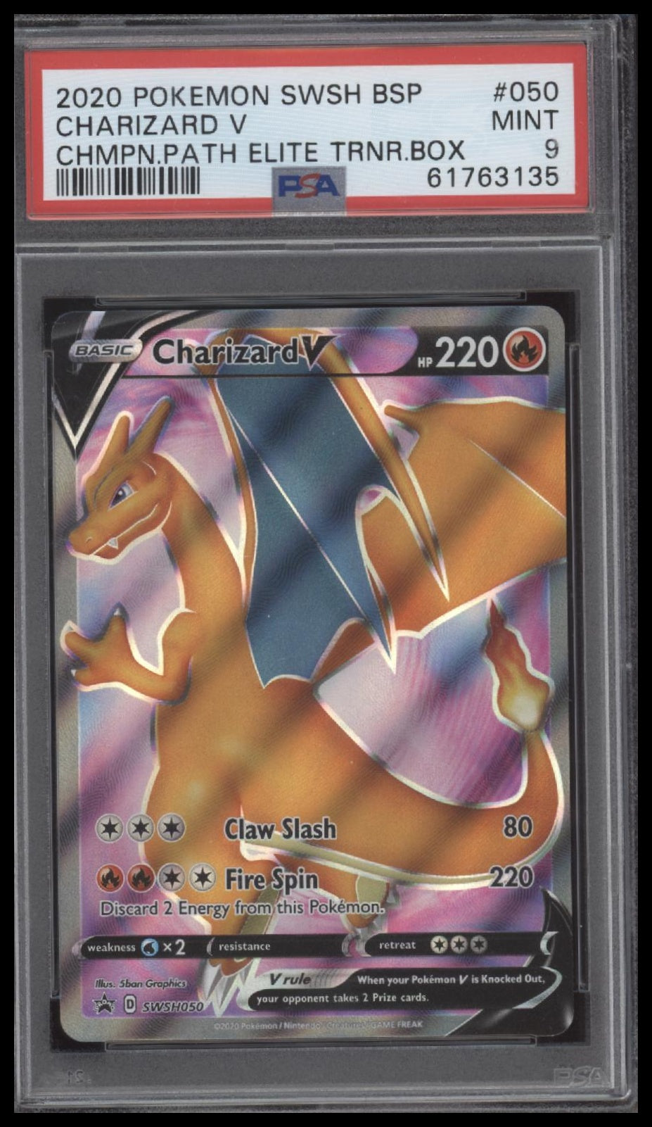 Charizard V 2020 Pokemon Black Star Promo #050 Chmpn.Path ETB PSA 9