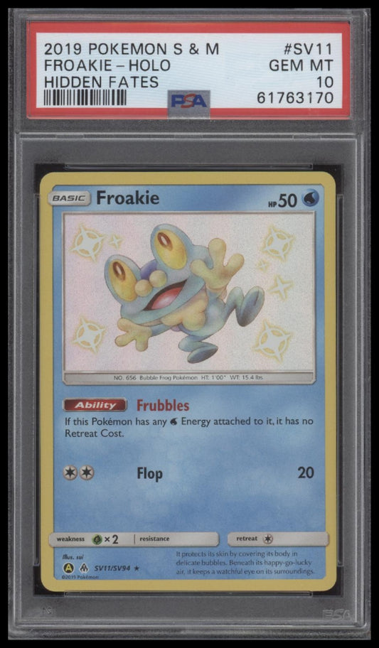 Froakie-Holo 2019 Pokemon Sun & Moon Hidden Fates #SV11 Hidden Fates PSA 10