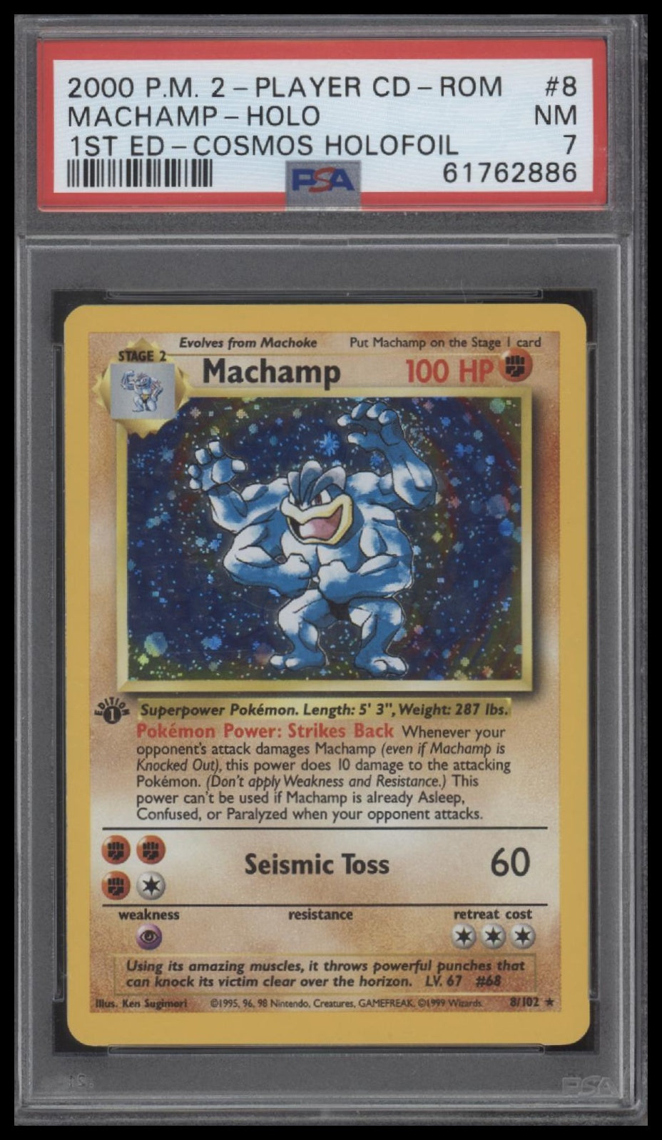 Machamp-Holo 2000 Pokemon 2-Player Cd-Rom Starter Set #8 1st Ed-Cosmos PSA 7
