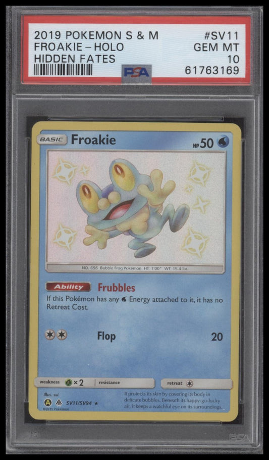 Froakie-Holo 2019 Pokemon Sun & Moon Hidden Fates #SV11 Hidden Fates PSA 10