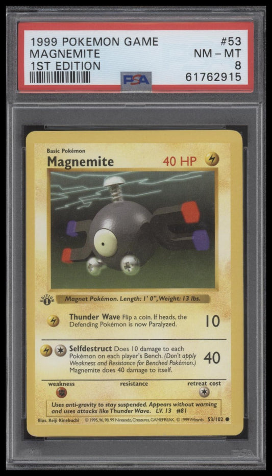 Magnemite 1999 Pokemon Game #53 1st Edition PSA 8