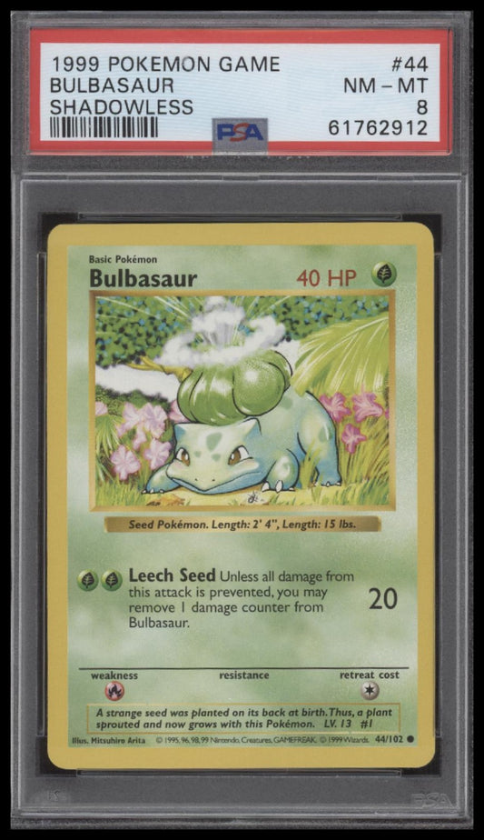 Bulbasaur 1999 Pokemon Game #44 Shadowless PSA 8